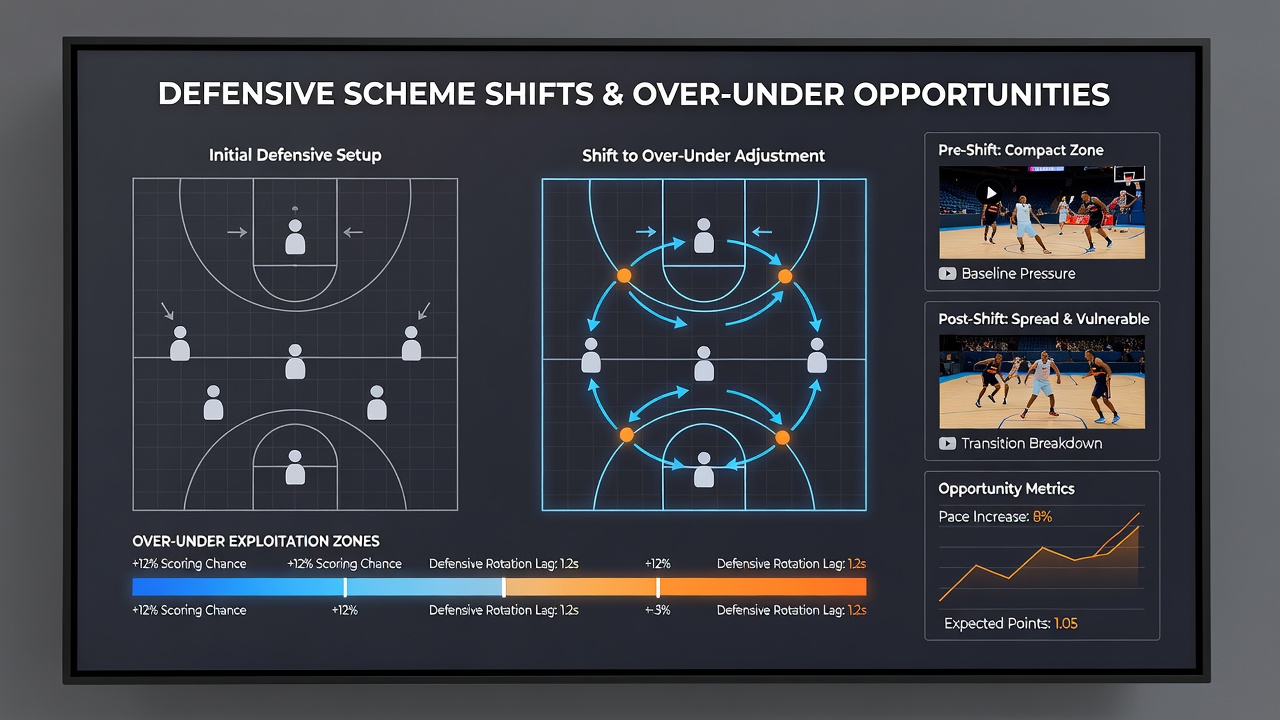 Close-up of basketball defensive setup with players in position during a timeout discussion