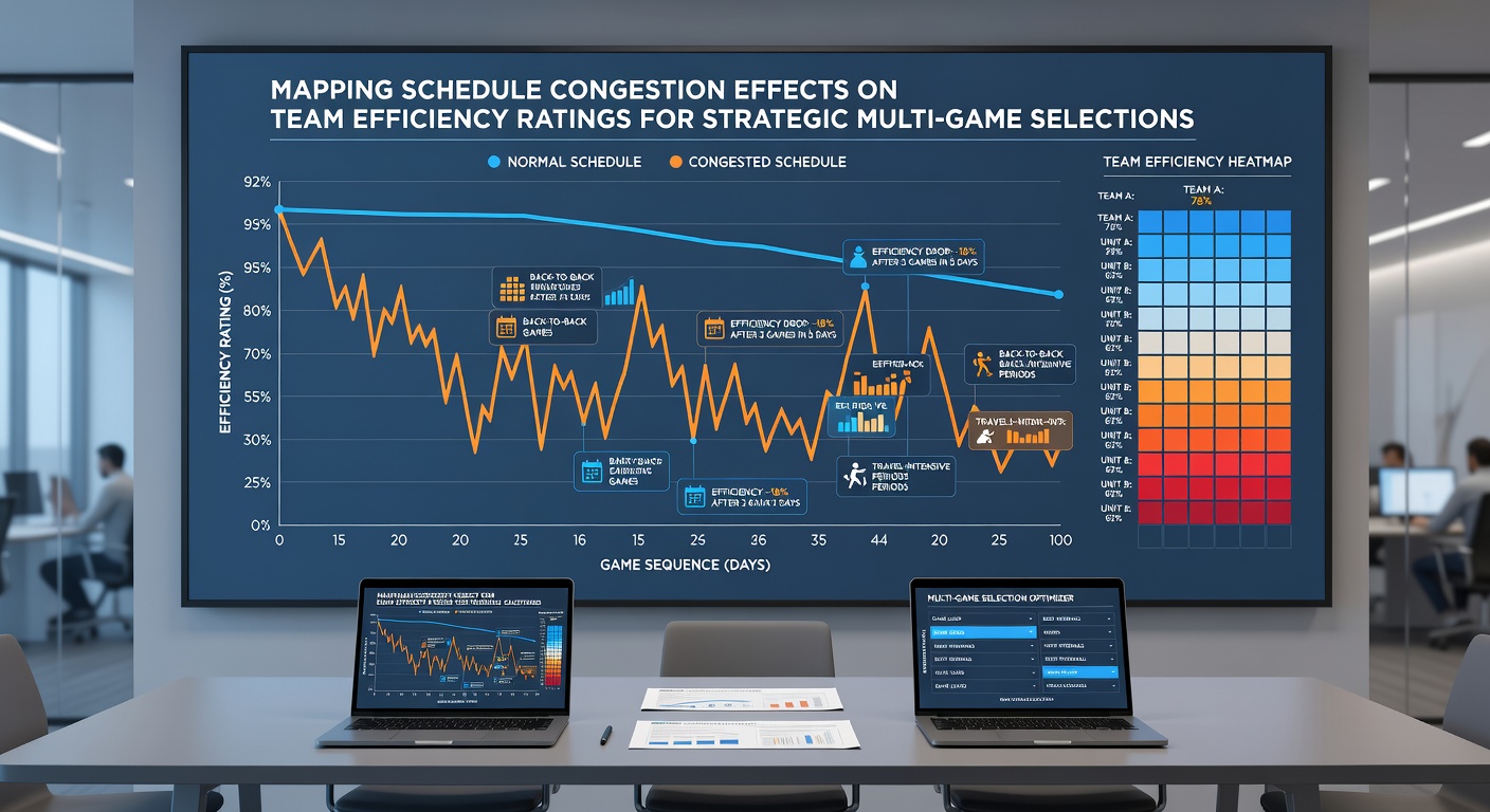 Chart displaying efficiency rating variations before and after congested schedule periods in team sports