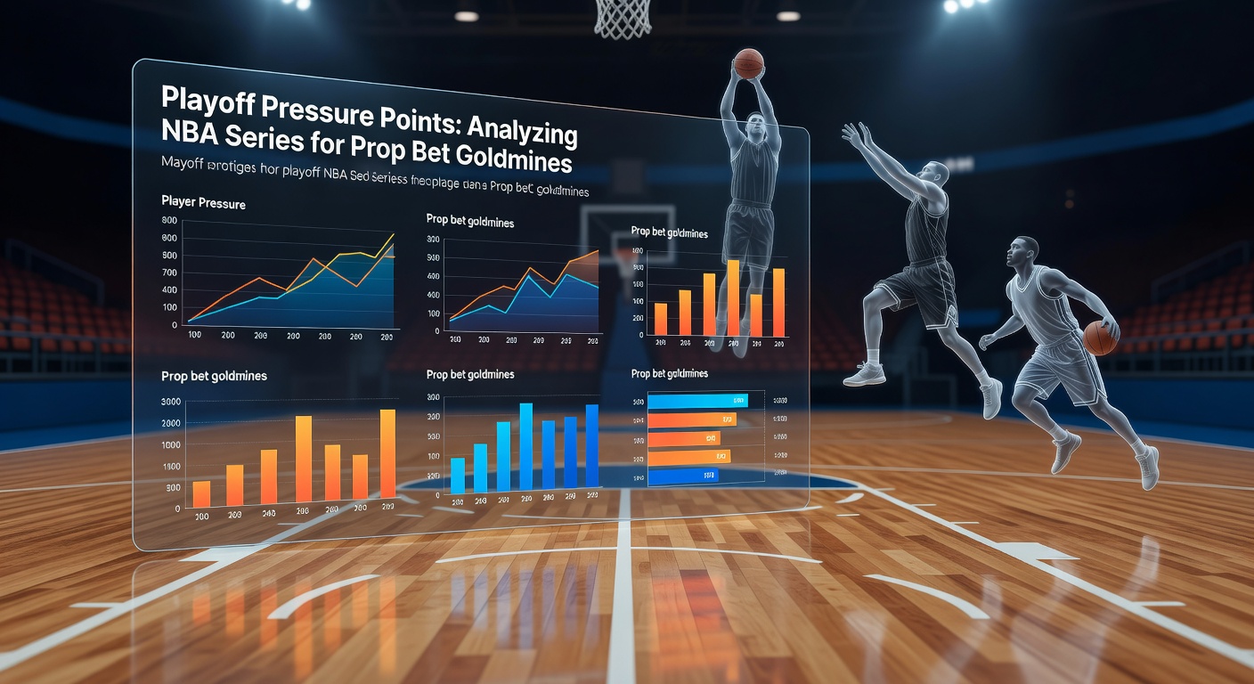 Close-up chart illustrating NBA player prop trends across playoff home and away games, with highlighted pressure peaks in later series rounds