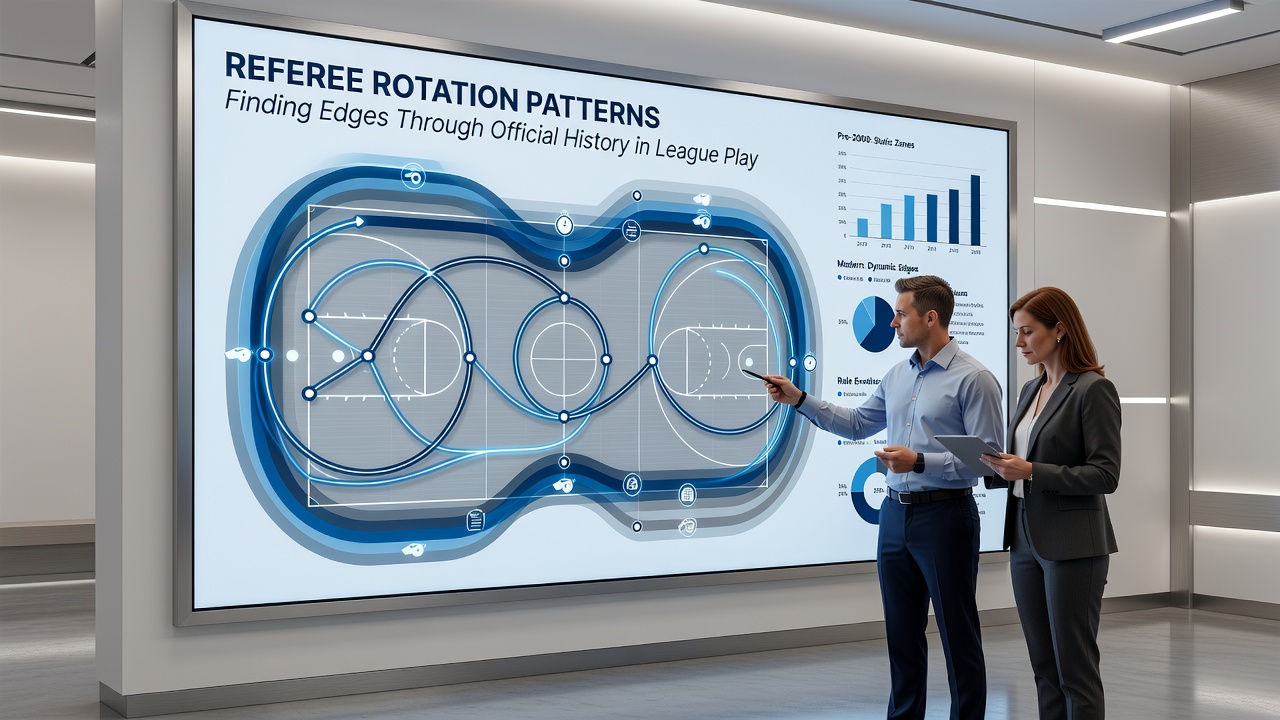 Data charts displaying referee assignment histories and rotation cycles across multiple leagues