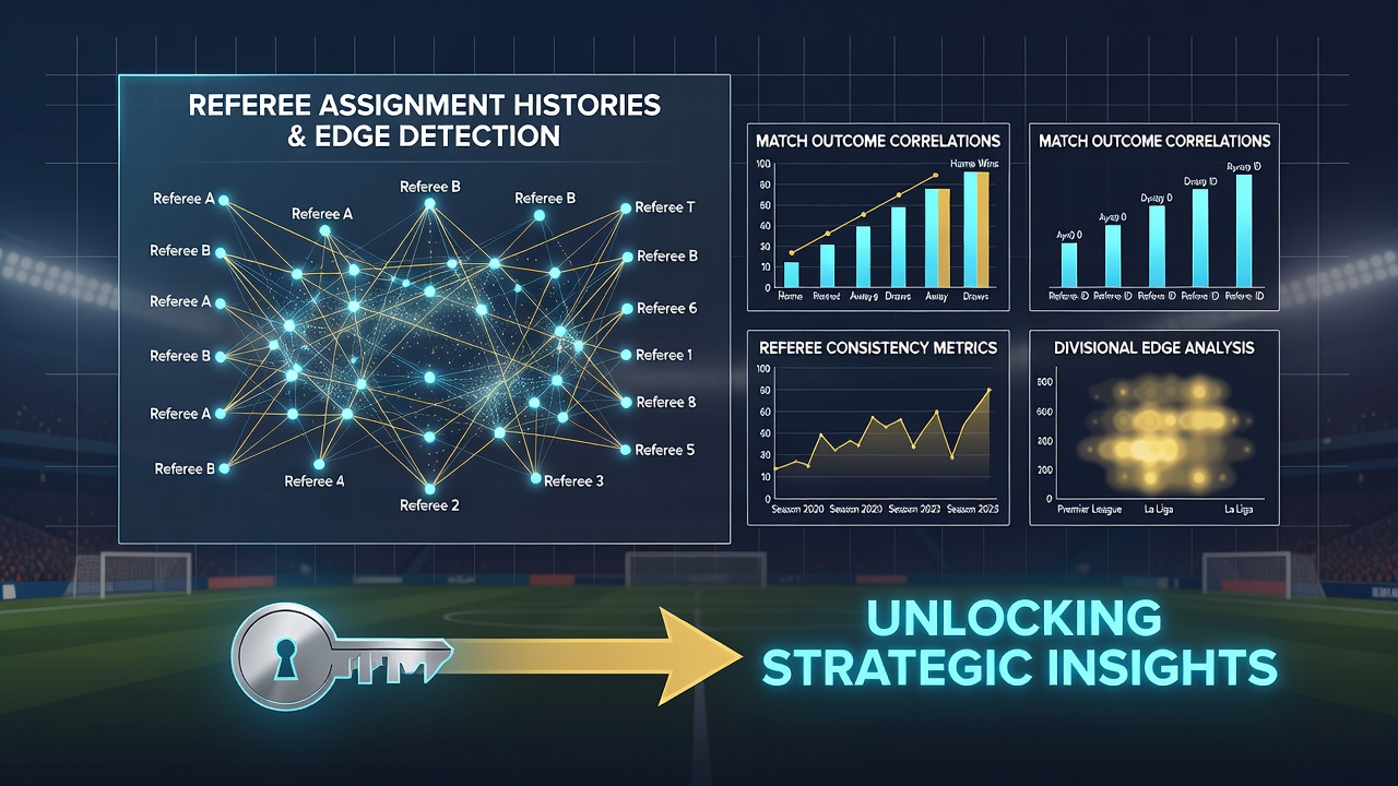 Data analysts reviewing referee statistics on multiple screens